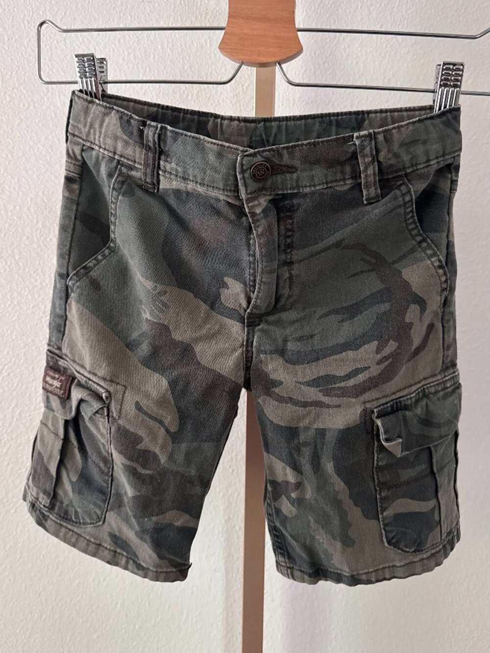 Vintage Wrangler Camo Cargo Shorts Green Woodland Utility Boys